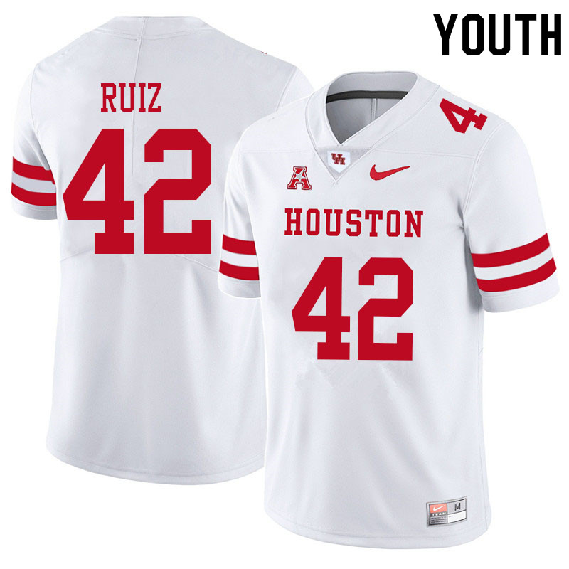 Youth #42 Jake Ruiz Houston Cougars College Football Jerseys Sale-White - Click Image to Close